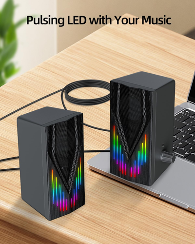 Computer Speakers for Desktop PC & Laptop,Monitor Speakers w RGB Lights 6 Watts - Picture 7 of 7