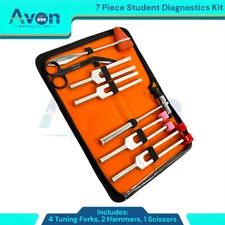 7Pcs Kit Tuning Forks 128Hz,256Hz,512Hz,1024Hz with Reflex Hammers & Scissors