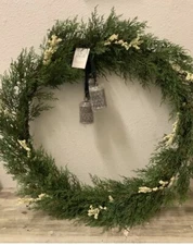 🎁 Hearth & Hand Magnolia 32” Faux Cedar Plant Wreath W/Berries & Bells🆕