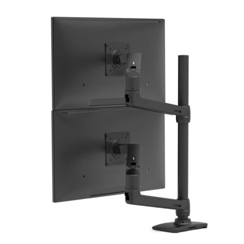 Ergotron LX Dual Stacking Arm Tall Pole Desk Monitor Mount, Matte Black - Picture 2 of 6