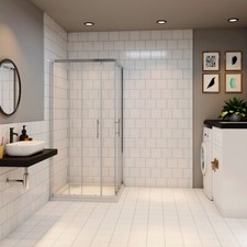 Duschkabine Eckeinstieg Schiebetür Duschabtrennung Duschwand H.195cm NANO Glas