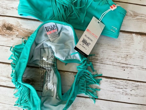 BILLABONG SOLID FRINGE 2 PIECE SWIM SUIT MULTI GIRLS SIZE 4 AQUA MARINE NEW $48 - Picture 4 of 4