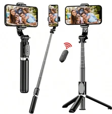1 pc 40in selfie stick tripod-wireless remote & 360° rotation for phones & vlog
