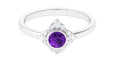 Round 0.45 Ctw Amethyst Bezel Set 925 Sterling Silver Women Engagement Ring