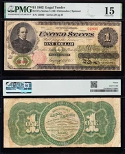 Nice RARE Choice Fine+ 1862 $1 "GREENBACK" US Legal Tender Note! PMG 15! 24890