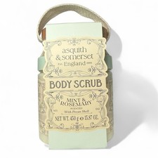 Asquith & Somerset Mint & Rosemary Body Scrub with Wooden Brush 15.87 oz / 450g