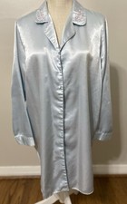 Adonna Vintage Nightgown Robe Women  s M Light Blue Long Sleeve Mid Length