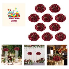Flower Wedding Centrepieces for Tables: 10 Pcs Burgundy Artificial Flowers Ro...