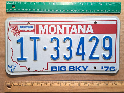 License Plate, Montana, 1976 Bicentennial, Big Sky, 1T - 33429