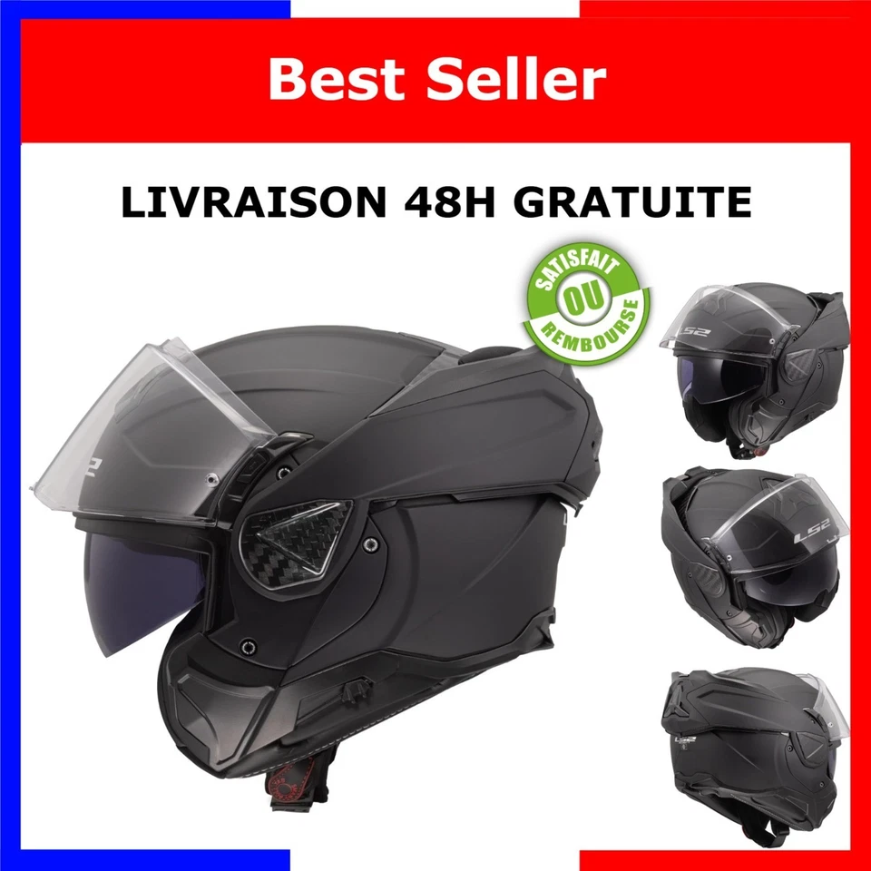 LS2 Advant II Casque Moto Modulable ECE 22.06 Noir Mat - Photo 1/4