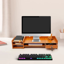 Computer Storage Rack Wood Desk Organizer Computer Monitor Stand Home Office Des