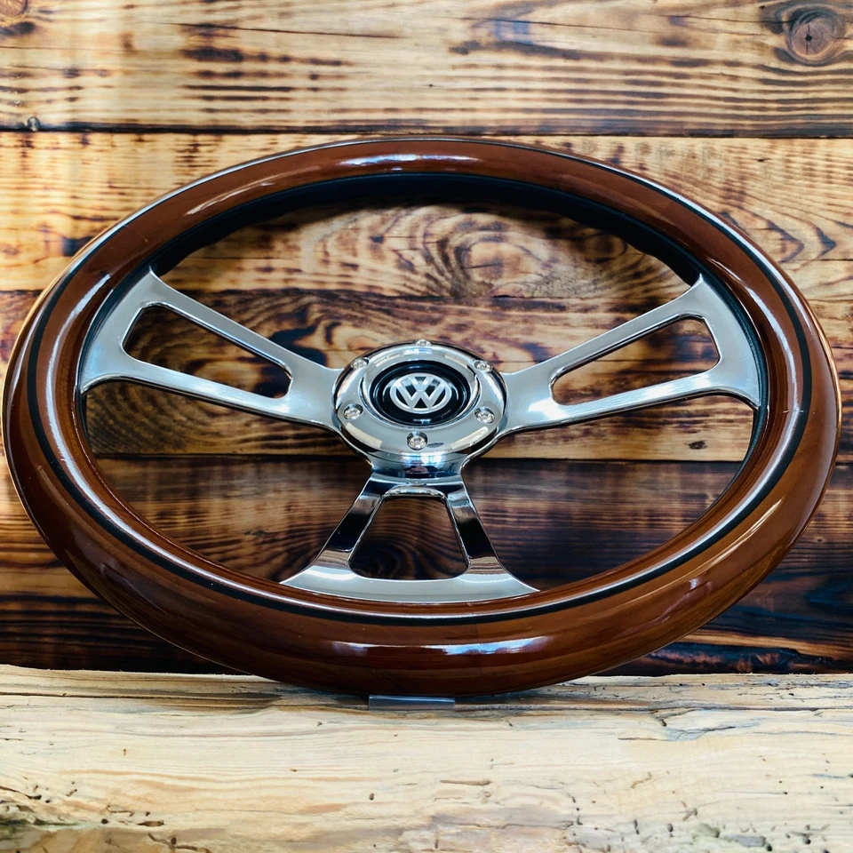 14" Real Wood Steering Wheel For Volkswagen VW Beetle Vanagon Bus Jetta Golf 412 - Изображение 2 из 4