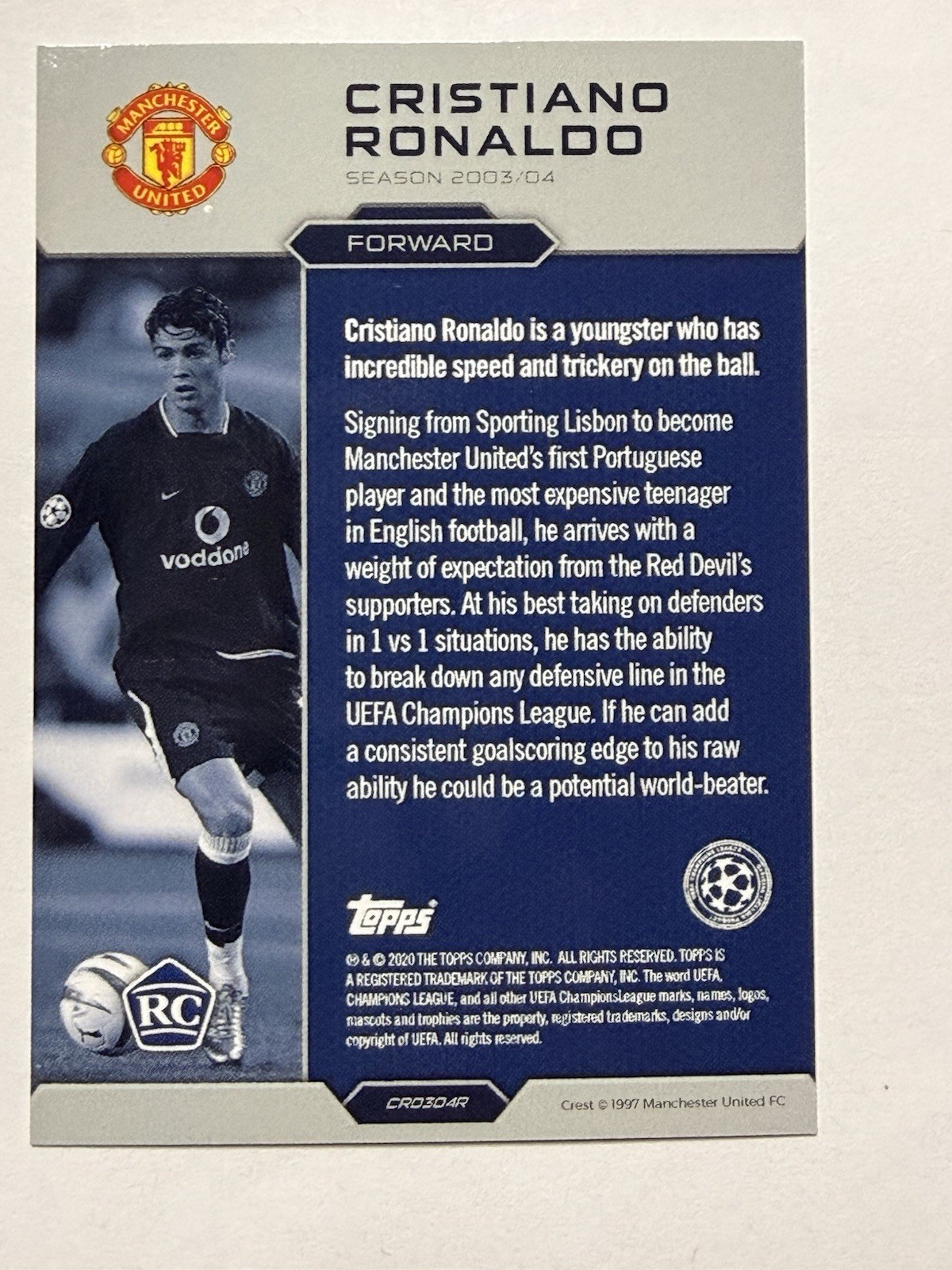 Topps NOW LOST ROOKIE CRISTIANO RONALDO MANCHESTER UNITED PORTUGAL view 2