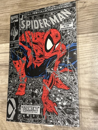 Spider-Man #1 Black And Silver Edition Signed By Todd McFarlane Red Web Stamp - Picture 3 of 10