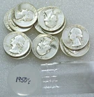 1950s Washington Silver Quarter Bright Half Roll of 20 coins #S320