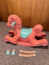 Vintage 1988 Playskool Toy Rocking Horse Pink Plastic Child Sized
