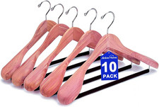 10 Pack American Red Cedar Wood Coat, Suit Hangers with Extra Wide Shoulder, Woo