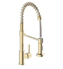 Grifo cocina comercial dorado acero inoxidable con rociador extra ble