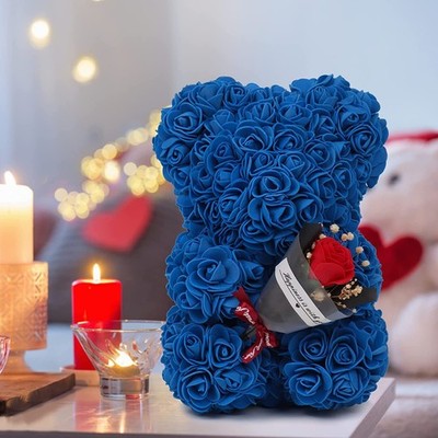 Rosenbär 25 cm Kunstblume Teddybär Geschenkbox Geburtstag Valentinstag Geschenk...