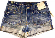 Aeropostale Aero Low Rise Midi Denim Shorts Women s 2 Blue 3.5" Stretch Cuffed