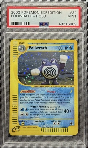 2002 Pokemon Expedition # 24 Poliwrath Holo PSA 9 Card MINT Trusted Seller!