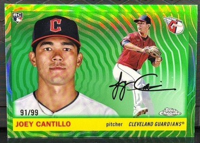 2025 Topps Chrome Platinum #291 Joey Cantillo Green Vibrations Rookie #91/99