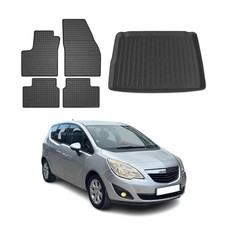 Fußmatten & Kofferraumwanne Set für Opel Meriva B 2010-2017 Gummi Schwarz 5x