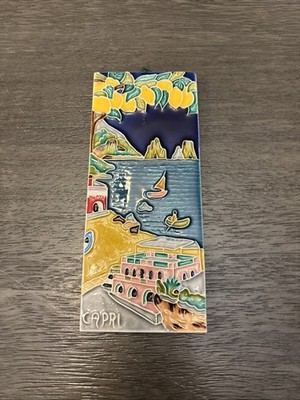Marias in Italy Capri Ceramic Wall Plaque Tile Souvenir Sea Boat Coastal 7x3 Art