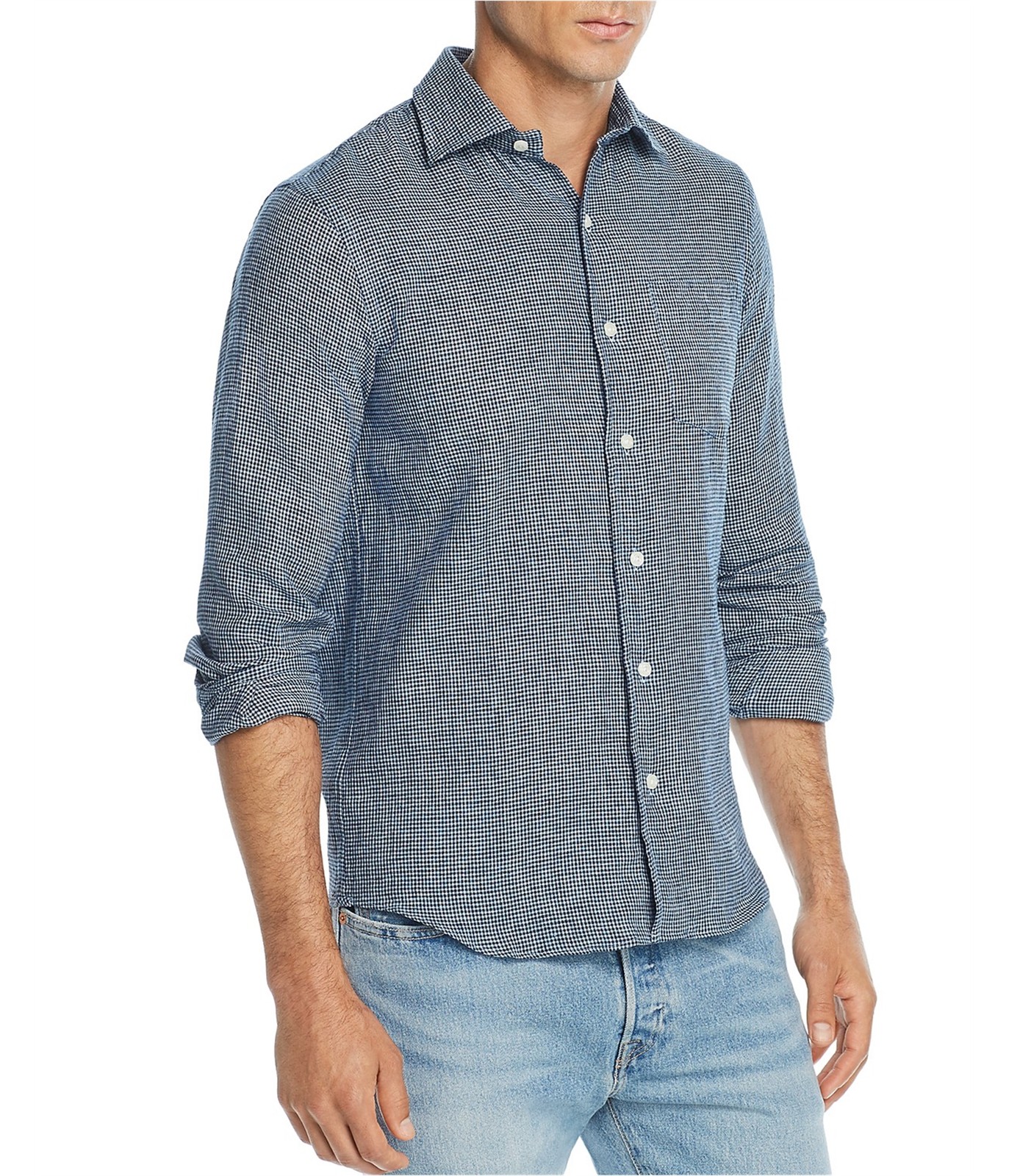 Мужская рубашка Excella в клетку на пуговицах от бренда Oobe, синяя, маленького размера