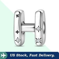 KUNSIR 925 Sterling Silver Letter H Charm For Bracelet Or Necklace Pendant Charm