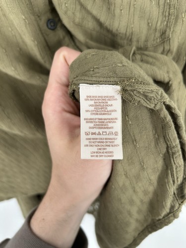 Free People The Best Button Front Crochet Lace Blouse Button Up Boho Olive Small - Picture 4 of 6