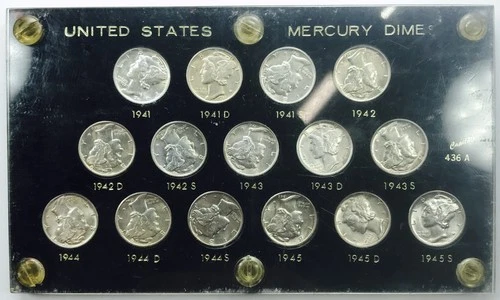 1941-1945 MERCURY DIME CAPITAL SET! 15 TOTAL COINS! GEM BU+++! CRAZY! NR #P1651