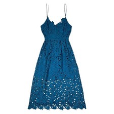 ASTR the Label Floral Lace Blue V-Neck Midi Dress | Size XS