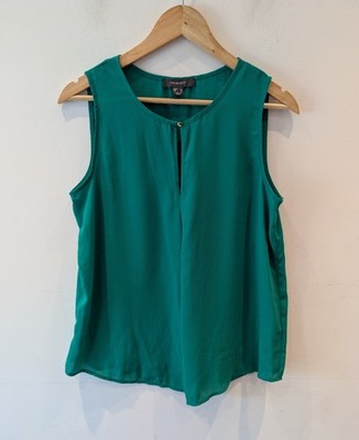 Primark Women s Green Sleeveless Blouse Top Size UK 12 EU 40 Keyhole Front VGC 