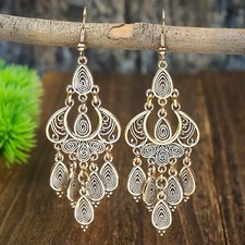 Boho dangle earrings, Gold chandelier earrings, Statement earrings for women