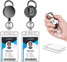 2-Pack Retractable Badge Reels with Metal Carabiner Clip 27.5" Stainless Steel