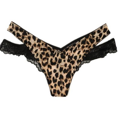 VICTORIA'S SECRET Very Sexy Rose Lace Trim Strappy Cut Out Thong Panty S M L