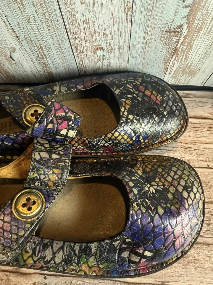 Alegria Floral Skin Print Mary Jane Comfort Shoes Womens Size 8 Hook & Eye Close - image 4 of 4