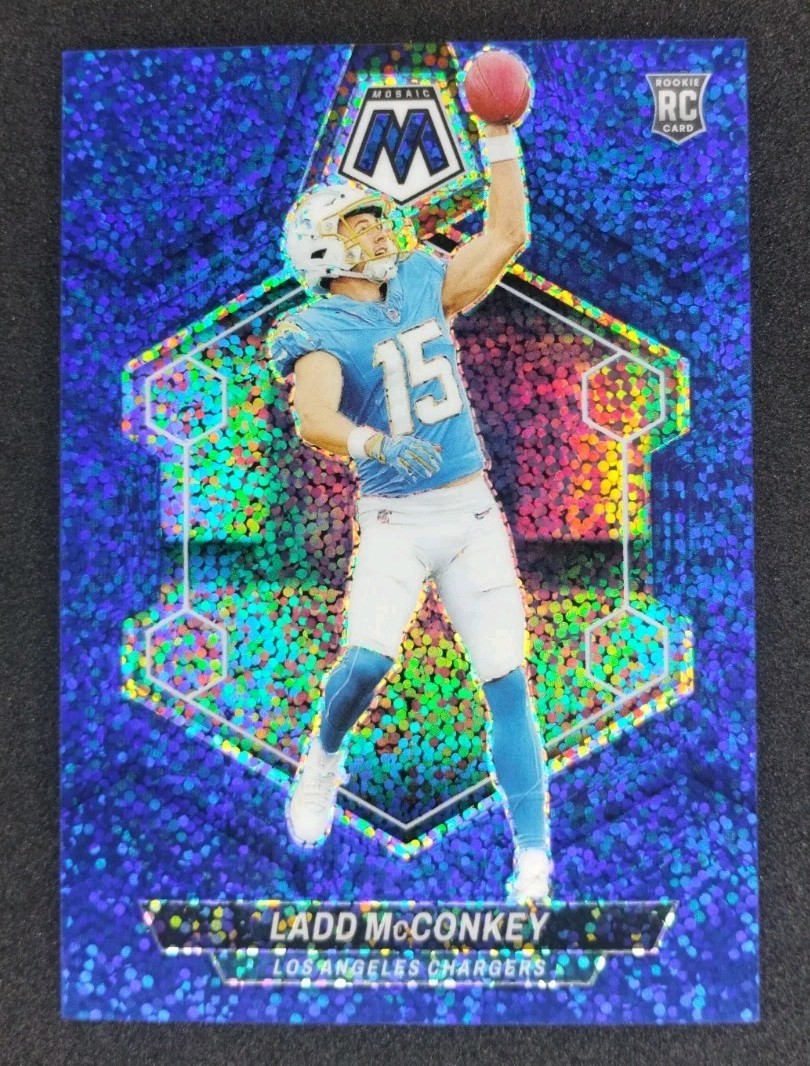 2024 Panini Mosaic - Rookies Ladd McConkey #334  Blue Sparkle Mosaic Prizm /96