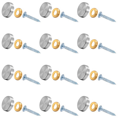 12 Stainless Steel Screw Cover Caps, 0.63''/16Mm Diameter, Silver Mirror Finish