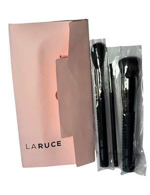 Laruce Travel Makeup Brush Set Synthetic Fiber Black Angled/Tapered LR308