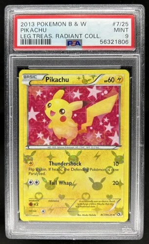 2013 Pokemon Black & White Legendary Treasures Pikachu Radiant #RC07/RC25 PSA 9