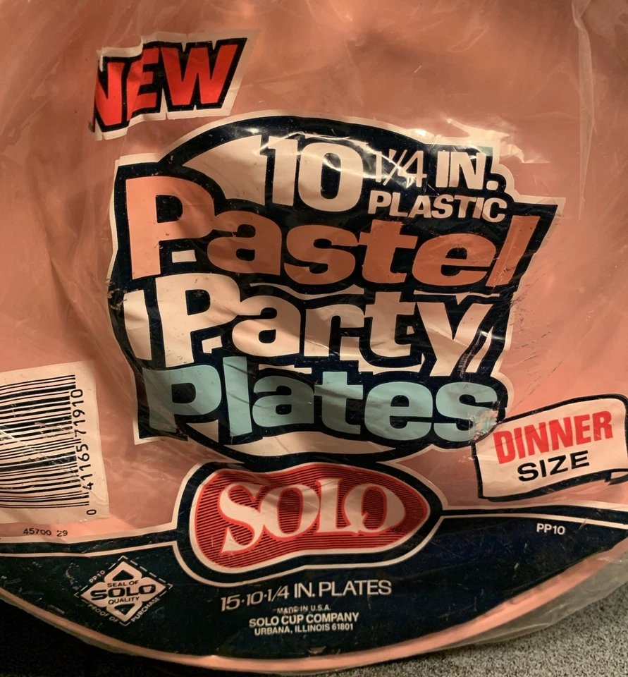 "15 platos de fiesta de plástico pastel de 10 1/4"" de colección talla de cena" Extra Rígido Nuevo de Lote Antiguo Raro Foto 3 de 3