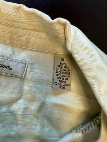 Tommy Bahama Hawaiin Shirt Floral Silk Camp Green Loop Collar XL - Picture 3 of 12