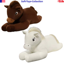 60/80/100cm Large Lying Horse Plush Toy Soft Stuffed Animal Gift