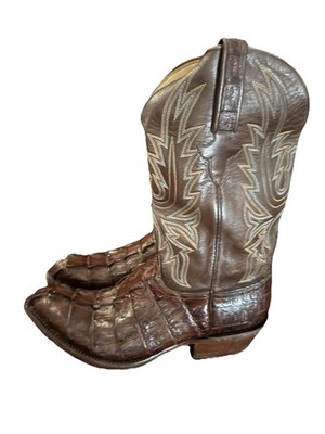 LUCCHESE Vintage exotische Hornback Krokodilleder handgefertigte Cowboystiefel 8uk