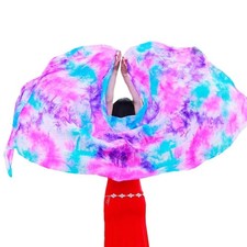 Real Silk Belly Dance Veils 3 Yards Hand Scarves Fire Flame Colors Dancing