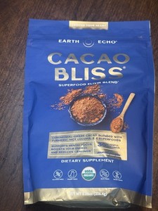 Earth Echo Cacao Bliss Superfood Elixir Blend 8.3oz Organic 30 Serving Free Book