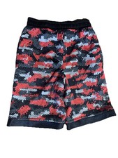 Boys Mesh Athletic Reversible Shorts Red Black Gray Camouflage