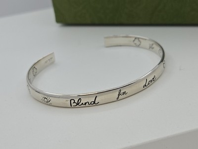 Gucci Cuff Bracelet Blind For Love Sureco , Size 6.5 , Sterling